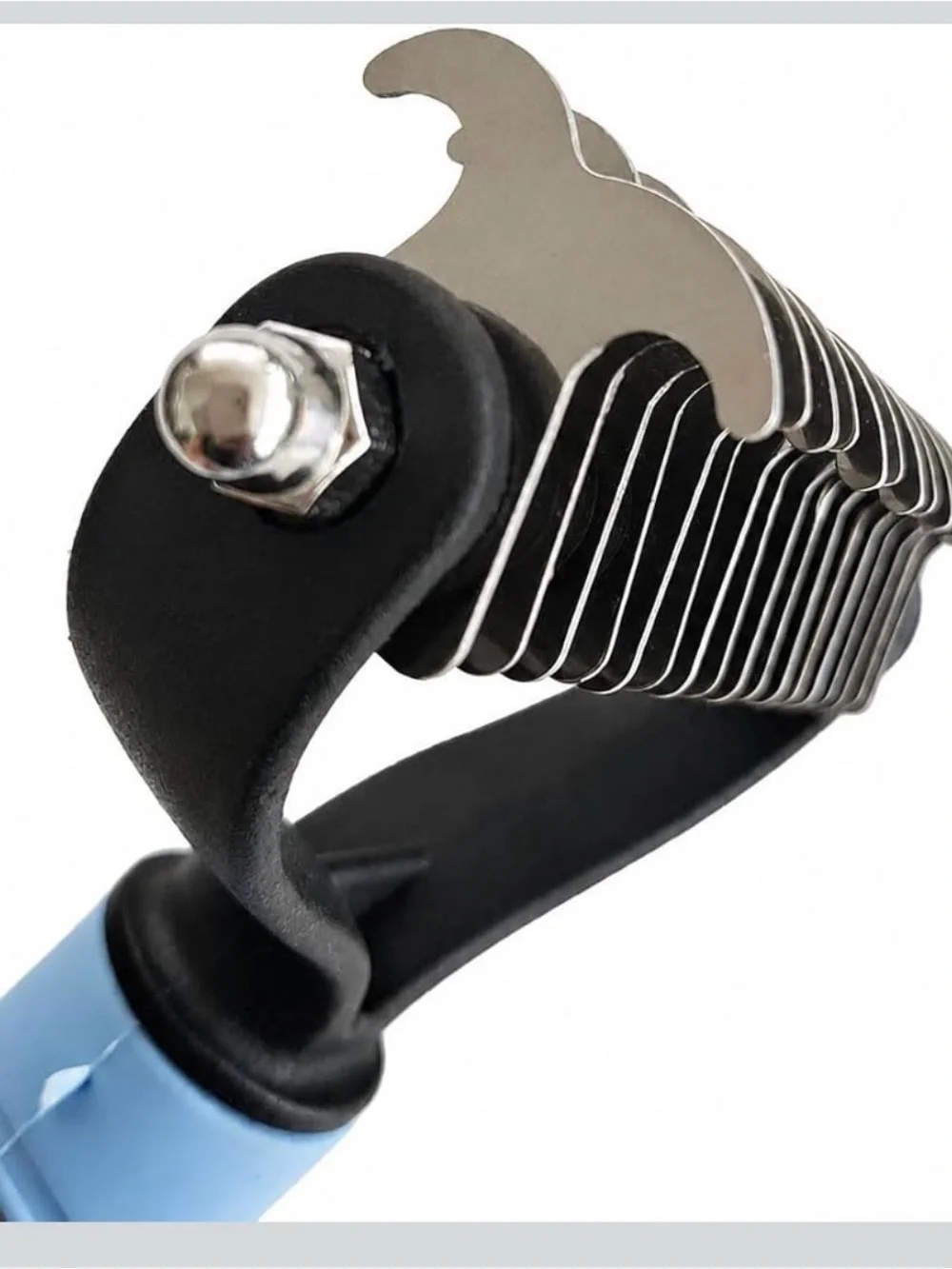 Light Blue & Gray Pet Deshedding Rake